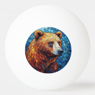 Kleurrijke berenportret in een glas-in-loodkunst pingpongballen