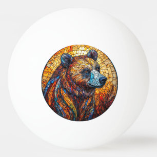 Kleurrijke berenportret in een glas-in-loodkunst pingpongballen