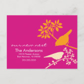 Kleurrijke berichten over vogelbewegingen aankondigingskaart