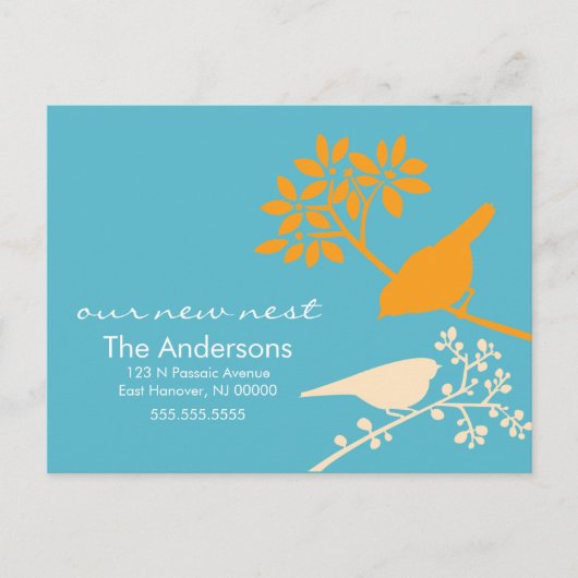 Kleurrijke berichten over vogelbewegingen aankondigingskaart (Voorkant)