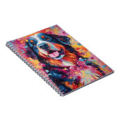 Kleurrijke Berner Berghond Notitieboek (Rechterzijde)