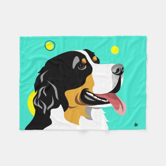 Kleurrijke Bernese Mountain Dog Fleece Deken (Voorkant (Horizontaal))