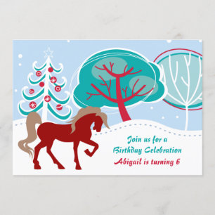 Kleurrijke besneeuwde winter vakantie paard Verjaa Kaart