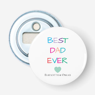 Kleurrijke "Best Dad Ever" - Leuk en oprecht cadea Button Flesopener