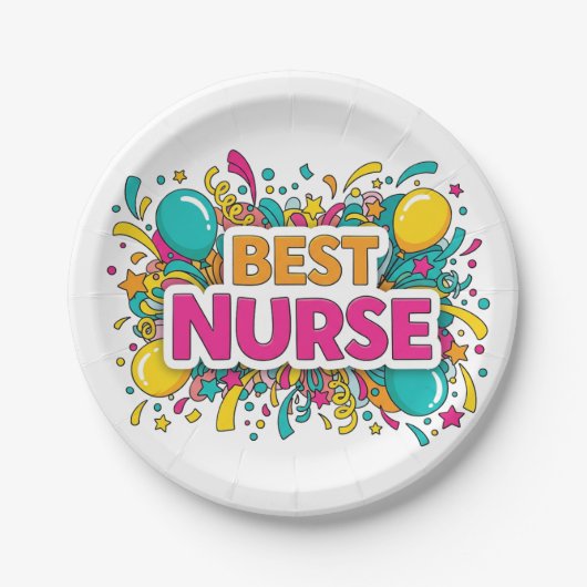 Kleurrijke Best Nurse Party Borden Papieren Bordje (Voorkant)