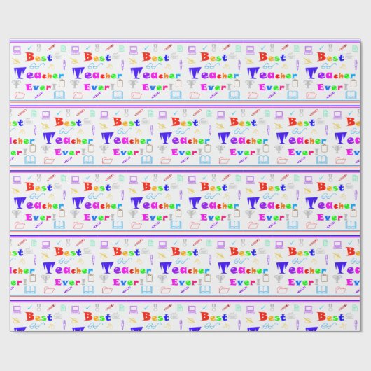 Kleurrijke Beste Leraar Ooit Leuke School Levert K Cadeaupapier (Vlak)