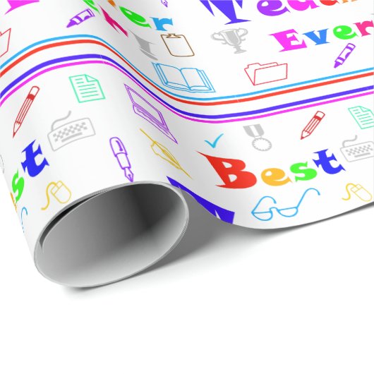 Kleurrijke Beste Leraar Ooit Leuke School Levert K Cadeaupapier (Rol Hoek)