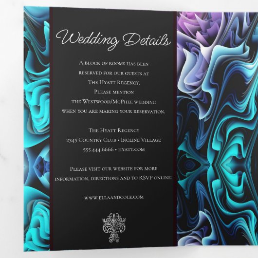 Kleurrijke betoverende bruiloft drieluik uitnodiging (Binnenzijde eerst)