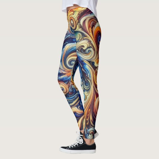 Kleurrijke beweging Abstracte kunst Leggings (Links)