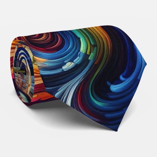 Kleurrijke beweging Abstracte kunst Stropdas (Opgerold)