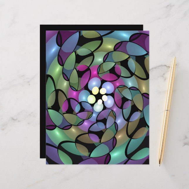 Kleurrijke bewegingen Abstract opvallende fractale (Voorkant / Achterkant in situ)