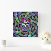 Kleurrijke bewegingen Abstracte opvallend fractaal Vierkante Klok (Huis)