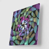 Kleurrijke bewegingen Abstracte opvallend fractaal Vierkante Klok (Hoek)