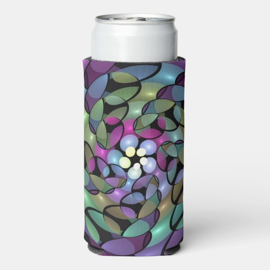 Kleurrijke Bewegingen Abstracte Trippy Fractal Art (Seltzer Achterkant)