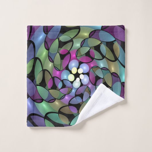 Kleurrijke Bewegingen Abstracte Trippy Fractal Art Bad Handdoek (Wasdoekje)
