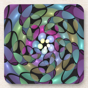 Kleurrijke Bewegingen Abstracte Trippy Fractal Art Bier Onderzetter