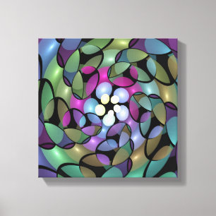 Kleurrijke Bewegingen Abstracte Trippy Fractal Art Canvas Afdruk