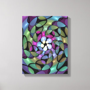 Kleurrijke Bewegingen Abstracte Trippy Fractal Art Canvas Afdruk