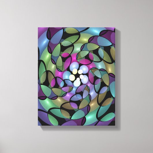 Kleurrijke Bewegingen Abstracte Trippy Fractal Art Canvas Afdruk (Voorkant)