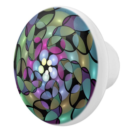 Kleurrijke Bewegingen Abstracte Trippy Fractal Art Keramische Knop (Rechts)