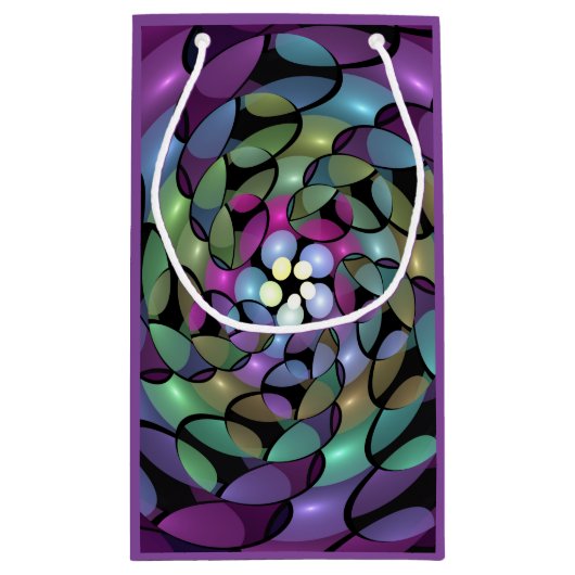 Kleurrijke Bewegingen Abstracte Trippy Fractal Art Klein Cadeauzakje (Achterkant)