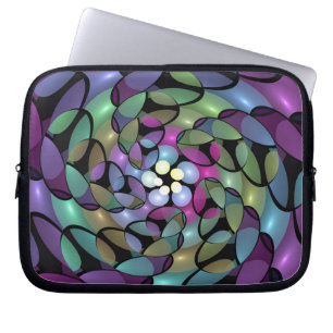 Kleurrijke Bewegingen Abstracte Trippy Fractal Art Laptop Sleeve
