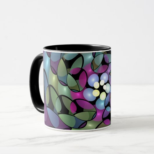 Kleurrijke Bewegingen Abstracte Trippy Fractal Art Mok (Voorkant links)