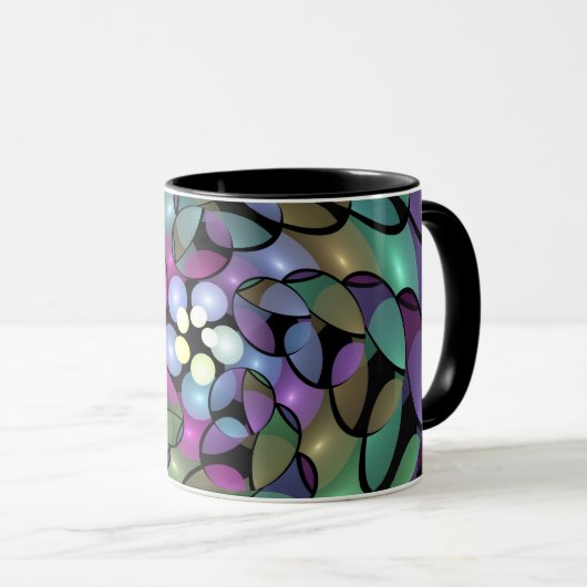 Kleurrijke Bewegingen Abstracte Trippy Fractal Art Mok (Voorkant rechts)