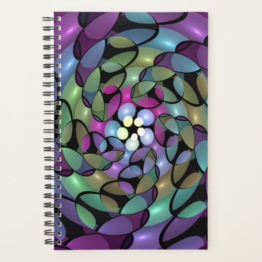 Kleurrijke Bewegingen Abstracte Trippy Fractal Art Planner (Voorkant)