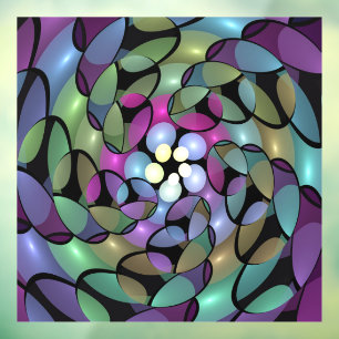 Kleurrijke Bewegingen Abstracte Trippy Fractal Art Raamsticker