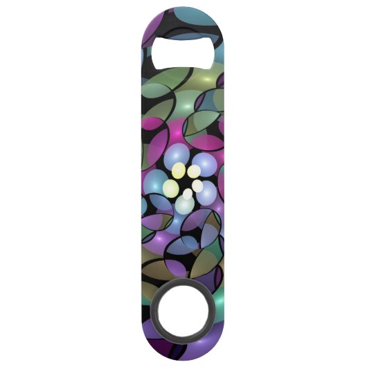 Kleurrijke Bewegingen Abstracte Trippy Fractal Art Speed Flessenopener (Voorkant)