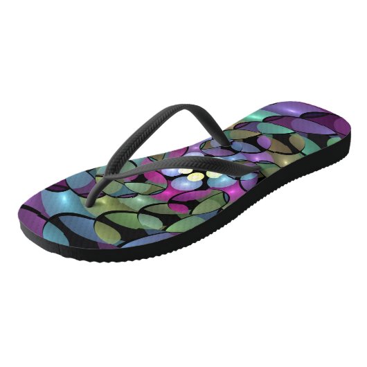 Kleurrijke Bewegingen Abstracte Trippy Fractal Art Teenslippers (Schuin)