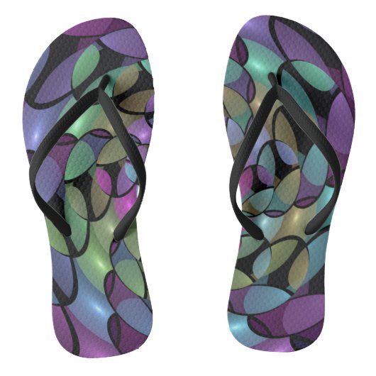 Kleurrijke Bewegingen Abstracte Trippy Fractal Art Teenslippers (Voetbed)