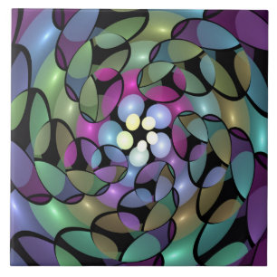 Kleurrijke Bewegingen Abstracte Trippy Fractal Art Tegeltje
