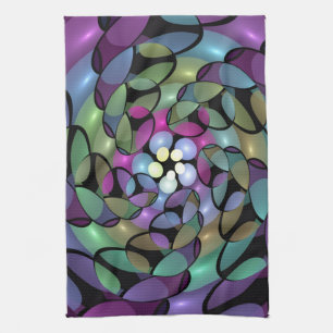 Kleurrijke Bewegingen Abstracte Trippy Fractal Art Theedoek
