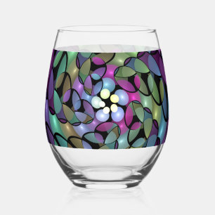 Kleurrijke Bewegingen Abstracte Trippy Fractal Art Wijnglas Zonder Voet