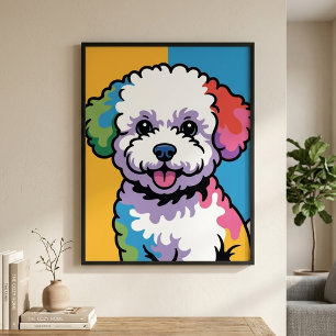 Kleurrijke Bichon Frise Hond Pop Art Poster