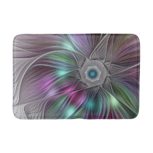 Kleurrijke Big Flower Abstract Trippy Fractal Art Badmat
