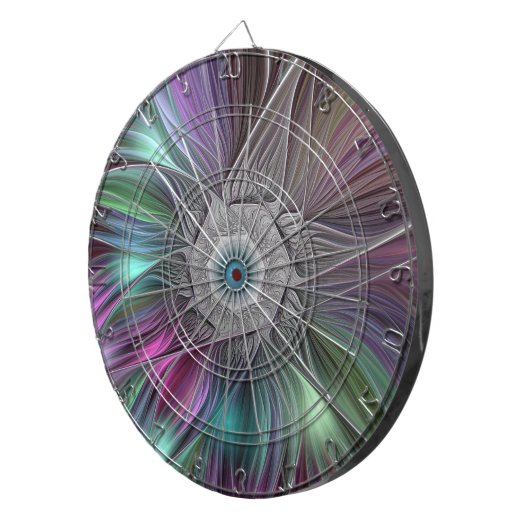 Kleurrijke Big Flower Abstract Trippy Fractal Art Dartbord (Voorkant Rechts)