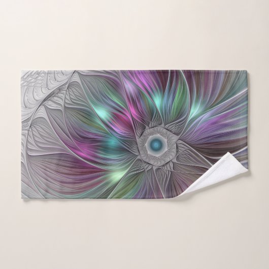 Kleurrijke Big Flower Abstract Trippy Fractal Art Handdoek (Handdoek)