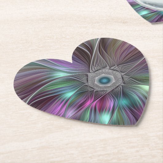 Kleurrijke Big Flower Abstract Trippy Fractal Art Kartonnen Onderzetters (Gekanteld)