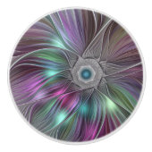 Kleurrijke Big Flower Abstract Trippy Fractal Art Keramische Knop (Voorkant)