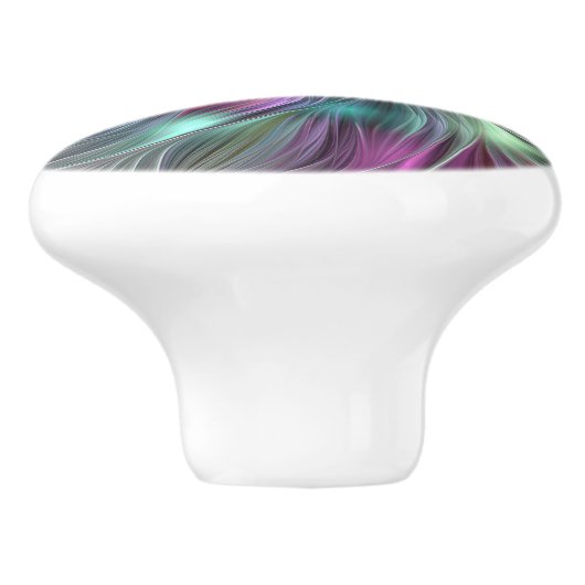 Kleurrijke Big Flower Abstract Trippy Fractal Art Keramische Knop (Zijkant)