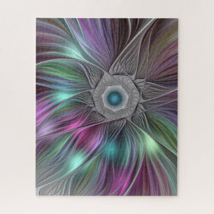 Kleurrijke Big Flower Abstract Trippy Fractal Art Legpuzzel