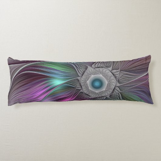 Kleurrijke Big Flower Abstract Trippy Fractal Art Lichaamskussen (Achterkant)