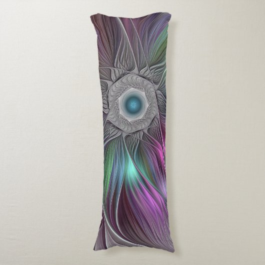 Kleurrijke Big Flower Abstract Trippy Fractal Art Lichaamskussen (Voorkant Verticaal)