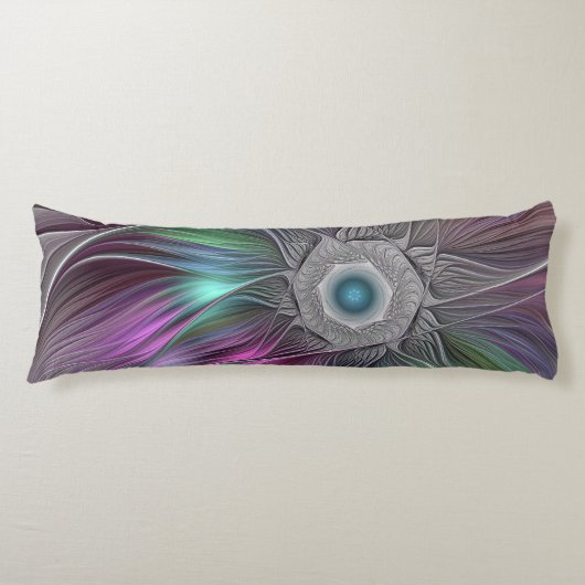 Kleurrijke Big Flower Abstract Trippy Fractal Art Lichaamskussen (Voorkant)
