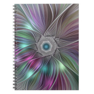 Kleurrijke Big Flower Abstract Trippy Fractal Art Notitieboek