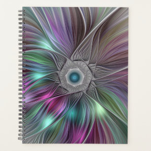 Kleurrijke Big Flower Abstract Trippy Fractal Art Planner