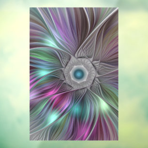 Kleurrijke Big Flower Abstract Trippy Fractal Art Raamsticker